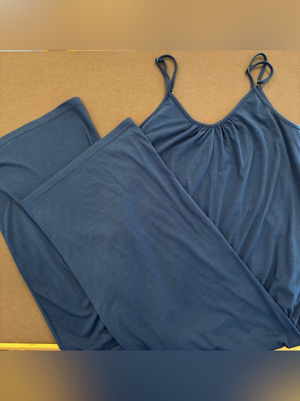 Peacock Blue Spaghetti Strap Wide Leg Jumpsuit with Pockets